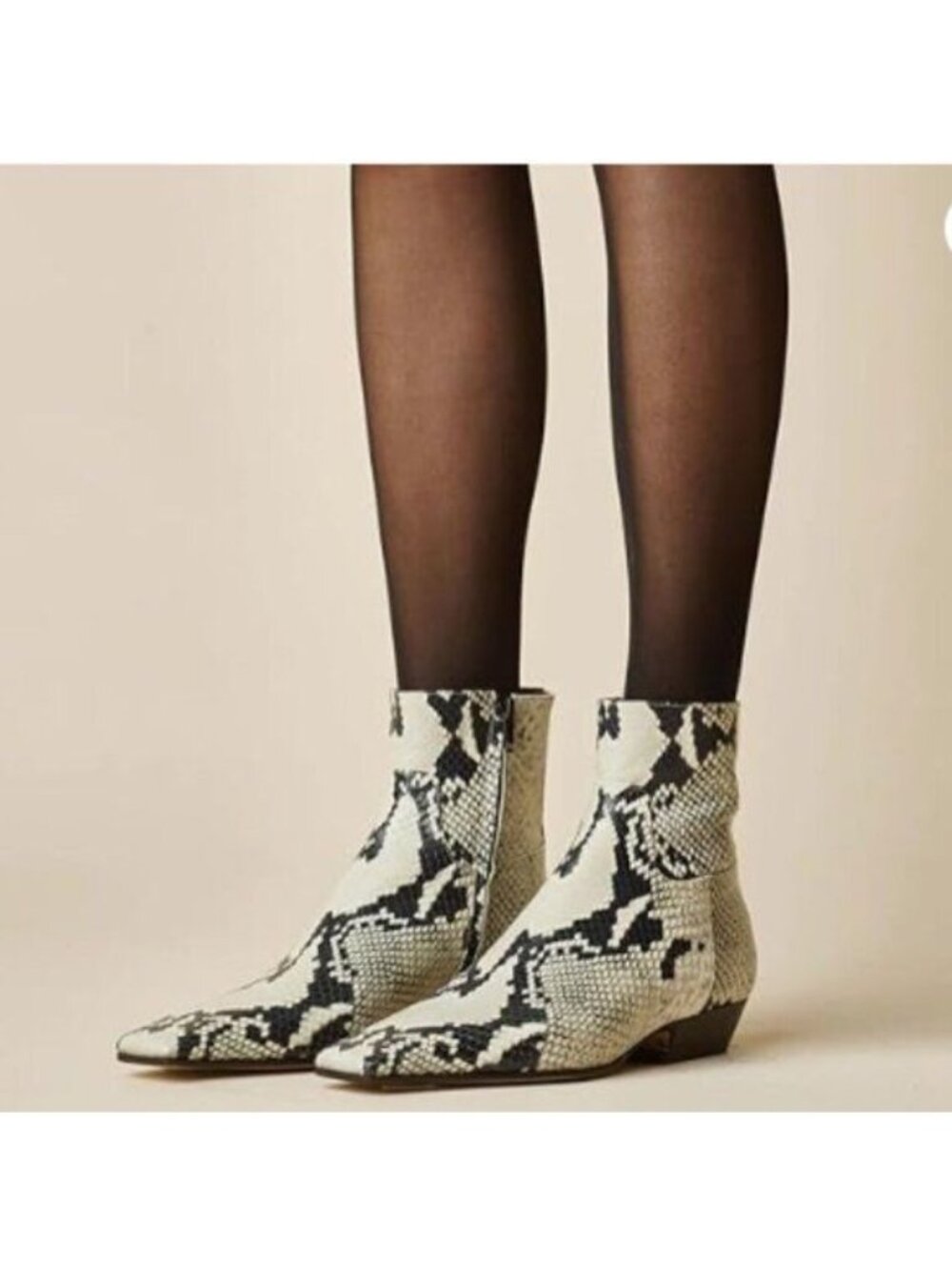 miss left Women's Square Closed Toe Low Chunky Heel Ankle Booties Snakeskin Boot